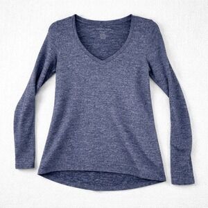 American Eagle Soft &‎ Sexy Plush V Neck Long Sleeve Heathered Blue Top Women